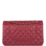 Chanel Medium Classic Double Flap Bag Burgundy Lambsking Light Gold Hardware