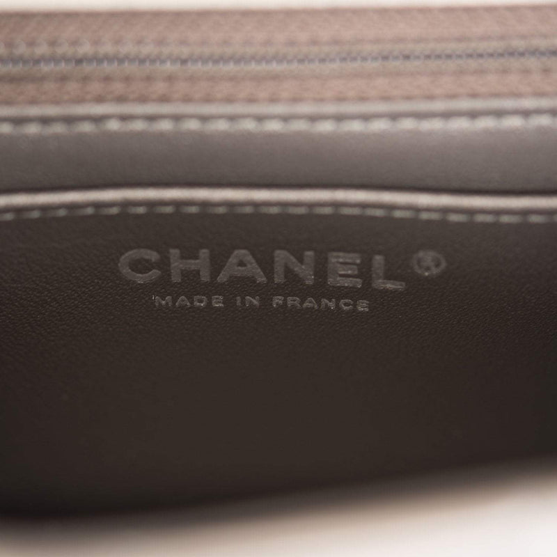 Chanel Mini Rectangular Flap Bag Ruthenium Metallic Lambskin Silver Hardware