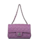 Chanel Purple Quilted Lambskin Rectangular Mini Classic Flap Bag Silver Hardware