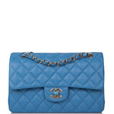 Chanel Blue Quilted Caviar Small Classic Double Flap Bag Light Gold Hardware