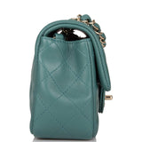 Chanel Mini Rectangular Flap Bag Green Lambskin Light Gold Hardware