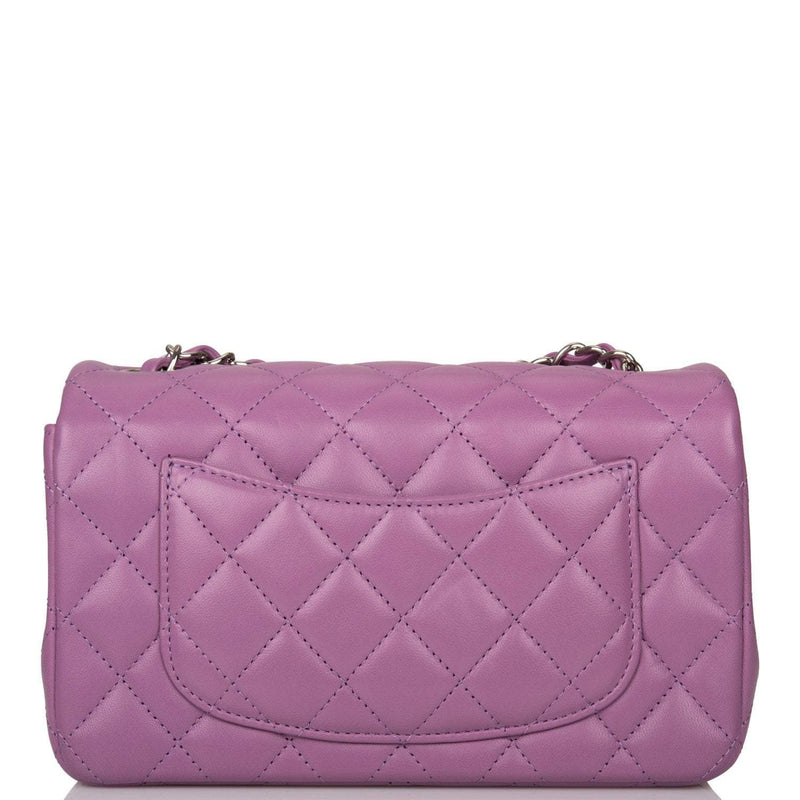 Chanel Purple Quilted Lambskin Rectangular Mini Classic Flap Bag Silver Hardware