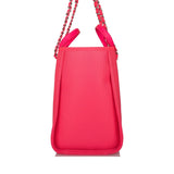 Chanel Neon Pink and Orange Mixed Fibers Large Deauville Shopping Bag Silver Hardware