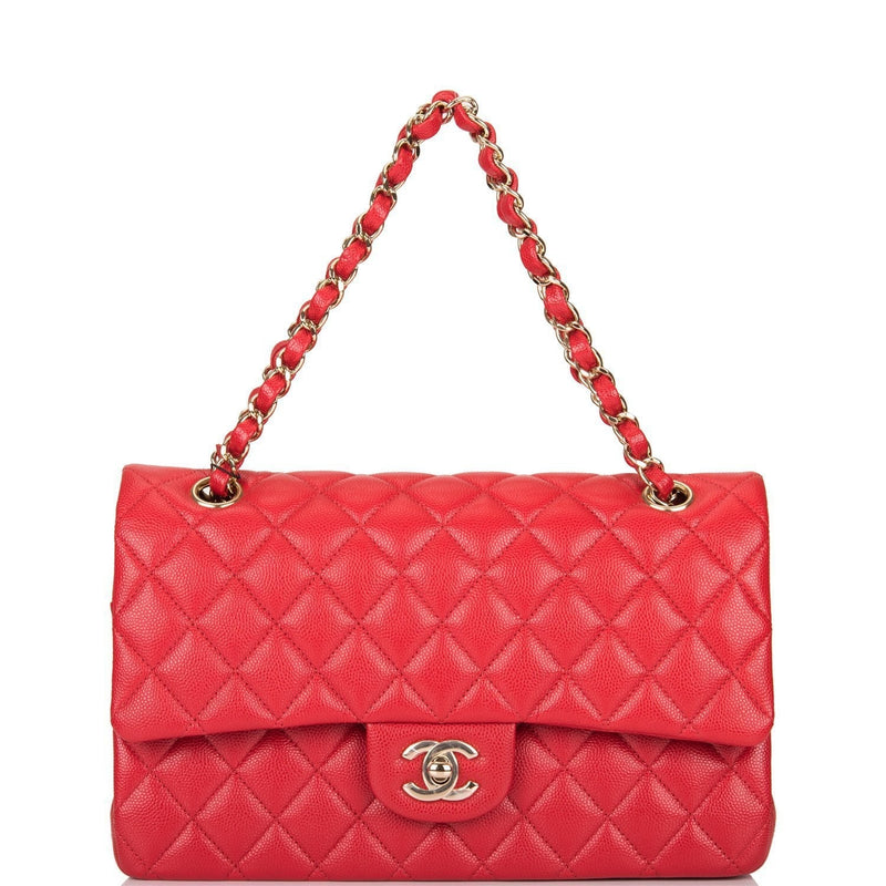 Chanel Red Quilted Caviar Medium Classic Double Flap Bag