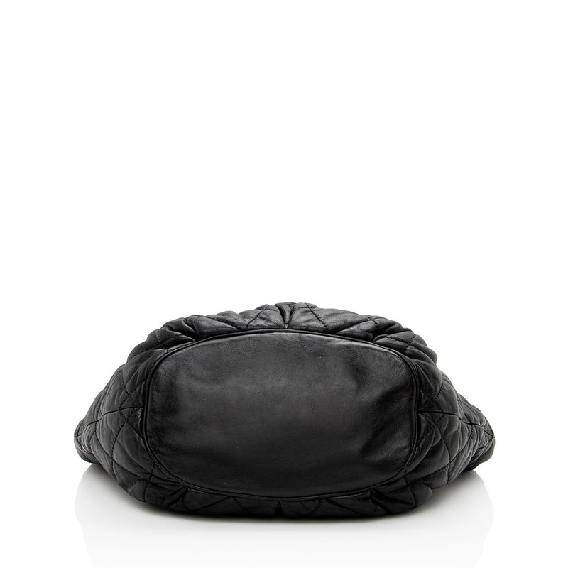 Chanel Lambskin Bubble Quilted Drawstring Shoulder Bag