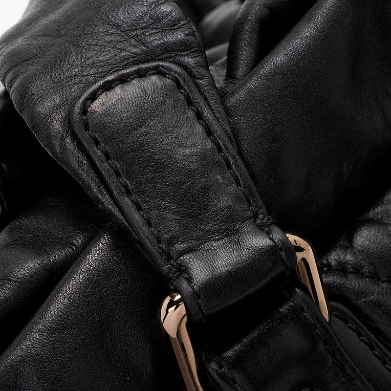 Chanel Lambskin Bubble Quilted Drawstring Shoulder Bag