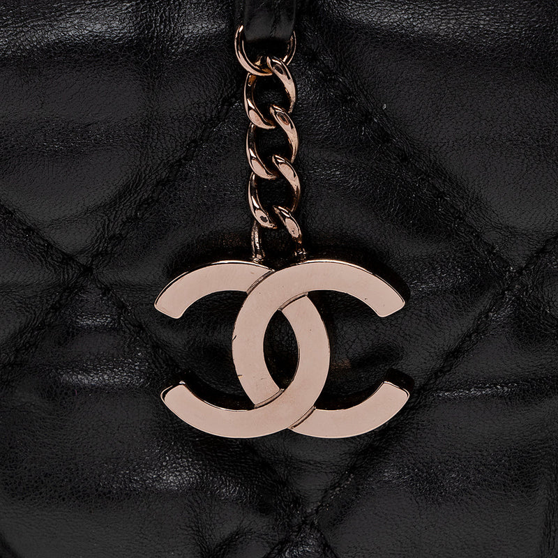 Chanel Lambskin Bubble Quilted Drawstring Shoulder Bag