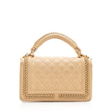 Chanel Lambskin Chain Top Handle Small Boy Bag