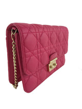 Christian Dior Cannage Quilted Leather Wallet-On-Chain Bag