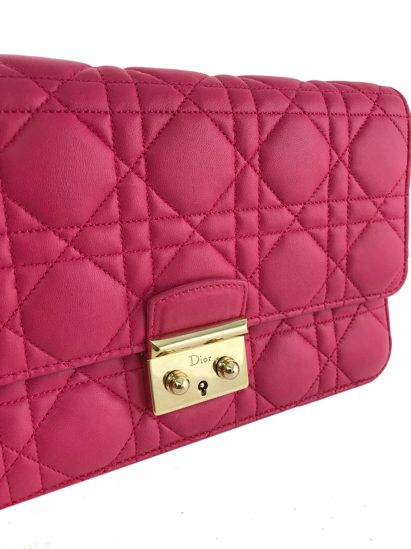 Christian Dior Cannage Quilted Leather Wallet-On-Chain Bag