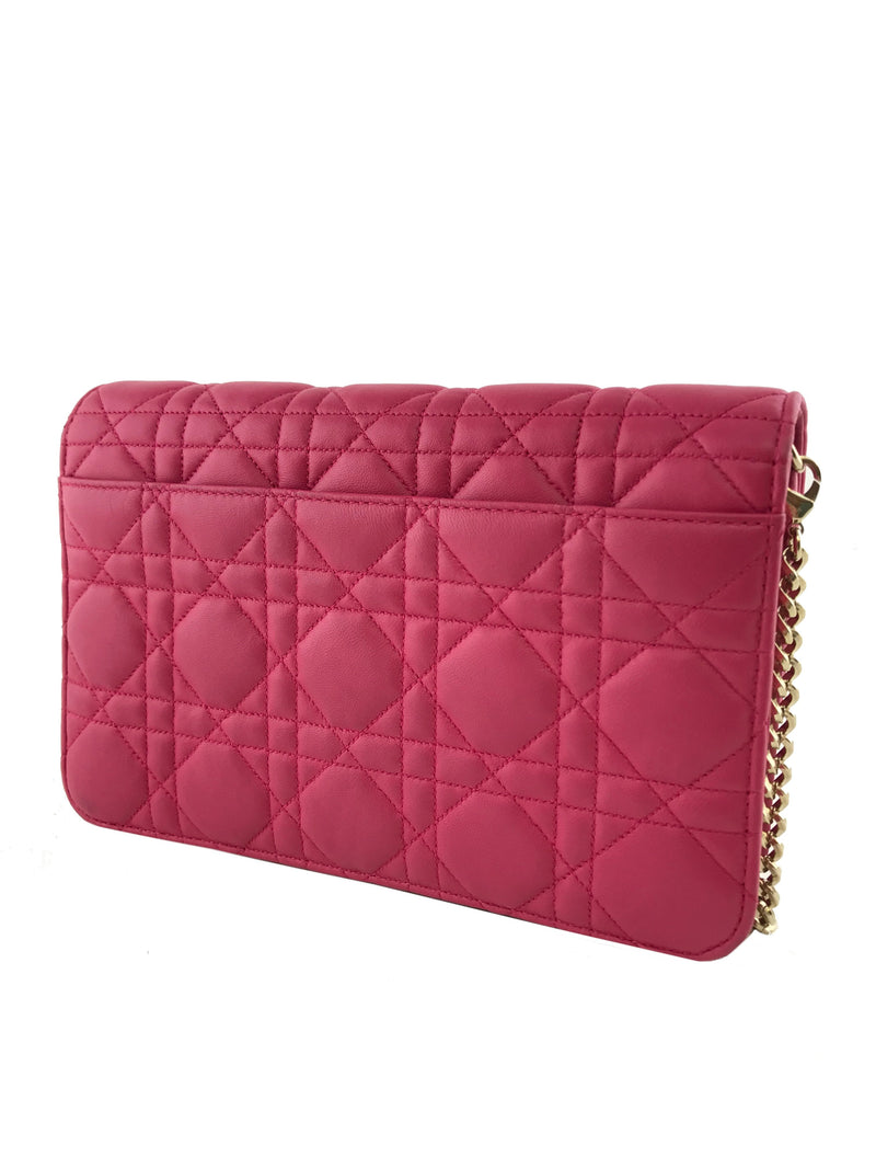 Christian Dior Cannage Quilted Leather Wallet-On-Chain Bag