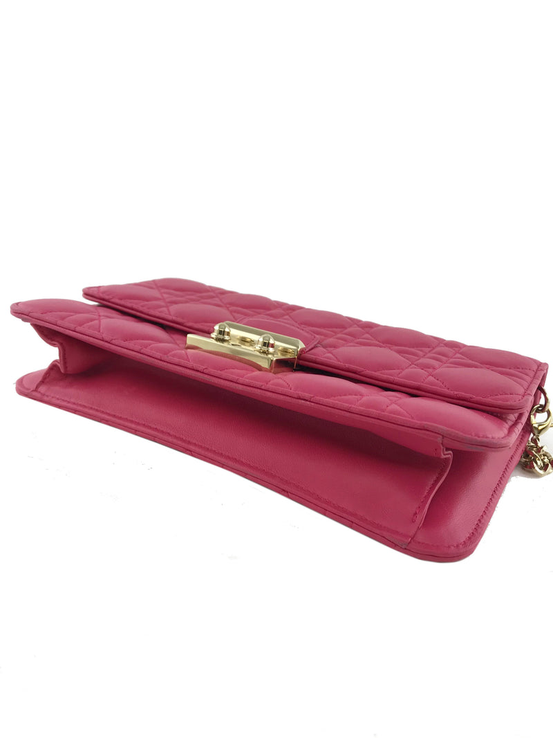 Christian Dior Cannage Quilted Leather Wallet-On-Chain Bag