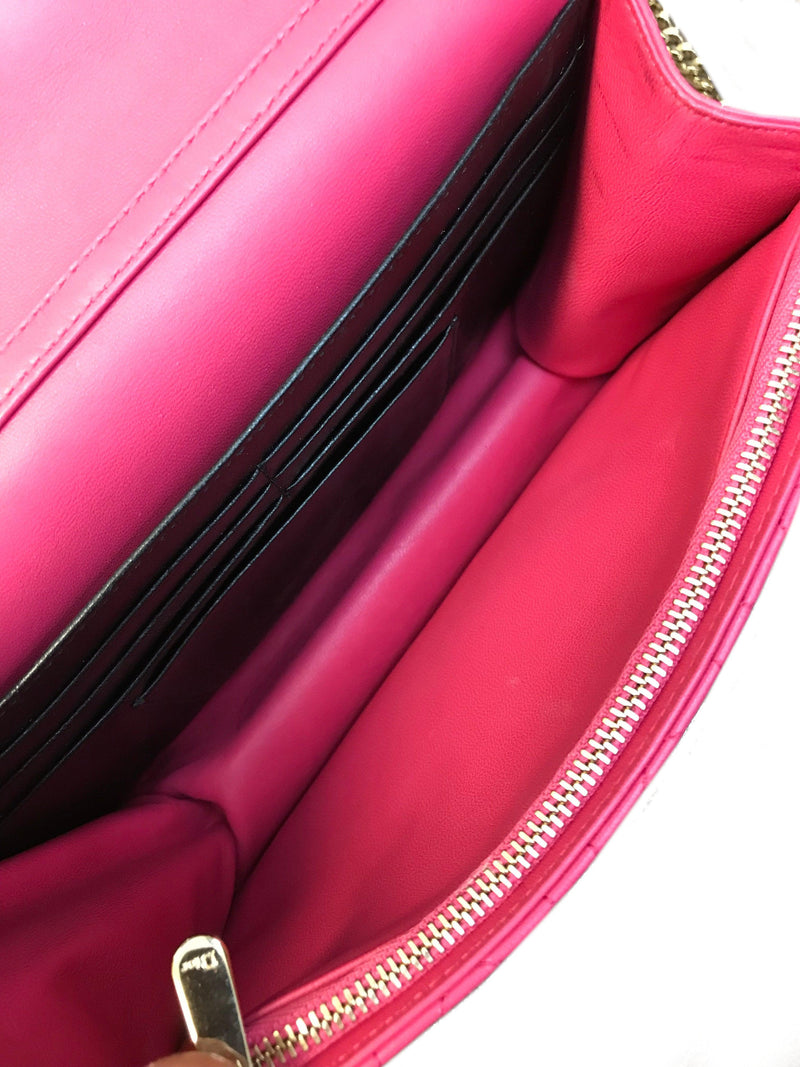 Christian Dior Cannage Quilted Leather Wallet-On-Chain Bag