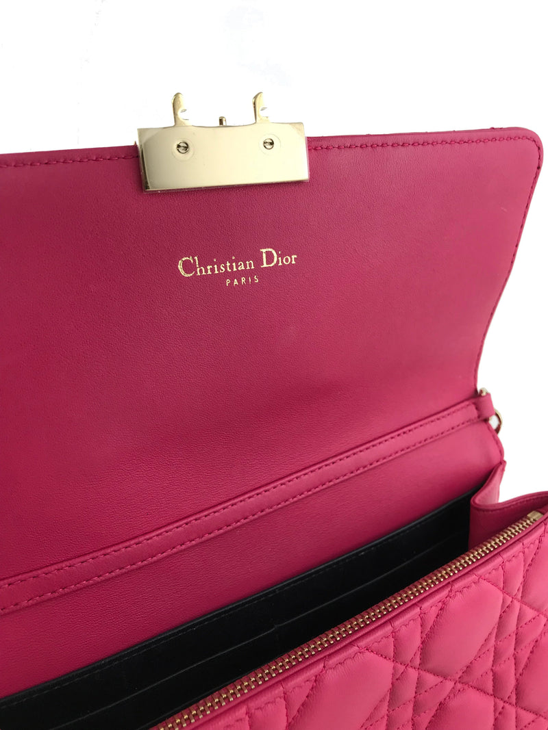 Christian Dior Cannage Quilted Leather Wallet-On-Chain Bag