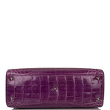 Christian Dior Purple Large Lady Dior Crocodile Tote Silver Hardware