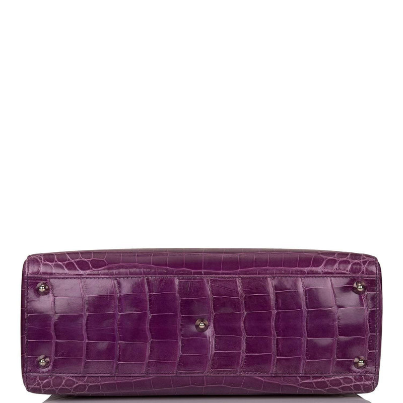 Christian Dior Purple Large Lady Dior Crocodile Tote Silver Hardware
