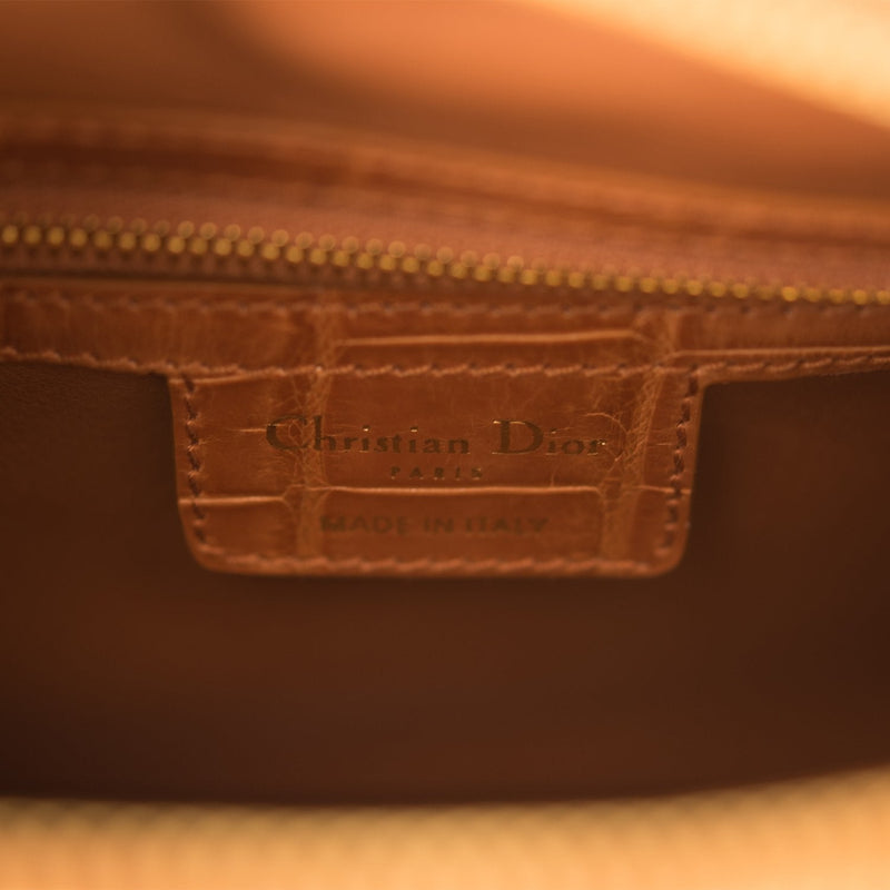 Christian Dior Honey Large Lady Dior Alligator Tote Gold Hardware
