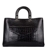 Christian Dior Black Diorissimo Pocket Matte Alligator Tote Silver Hardware
