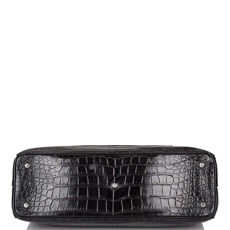 Christian Dior Black Diorissimo Pocket Matte Alligator Tote Silver Hardware