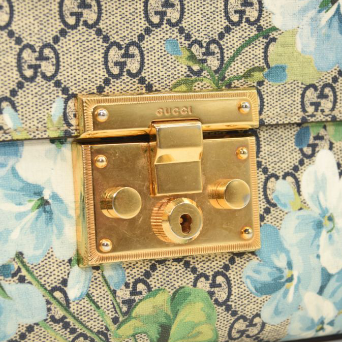 GUCCI GG Supreme Blooms Medium Padlock Shoulder Bag