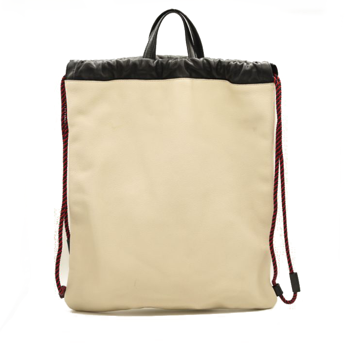 Gucci Calfskin Logo Drawstring Backpack Mystic White