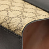 GUCCI GG Supreme Monogram Calfskin Medium Padlock Shoulder Bag Beige Black Cuir