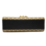 GUCCI GG Supreme Monogram Calfskin Medium Padlock Shoulder Bag Beige Black Cuir