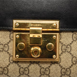 GUCCI GG Supreme Monogram Calfskin Medium Padlock Shoulder Bag Beige Black Cuir