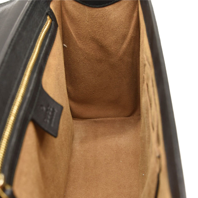 GUCCI GG Supreme Monogram Calfskin Medium Padlock Shoulder Bag Beige Black Cuir