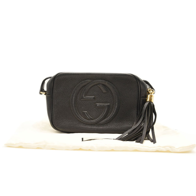 GUCCI Pebbled Calfskin Small Soho Disco Bag Black