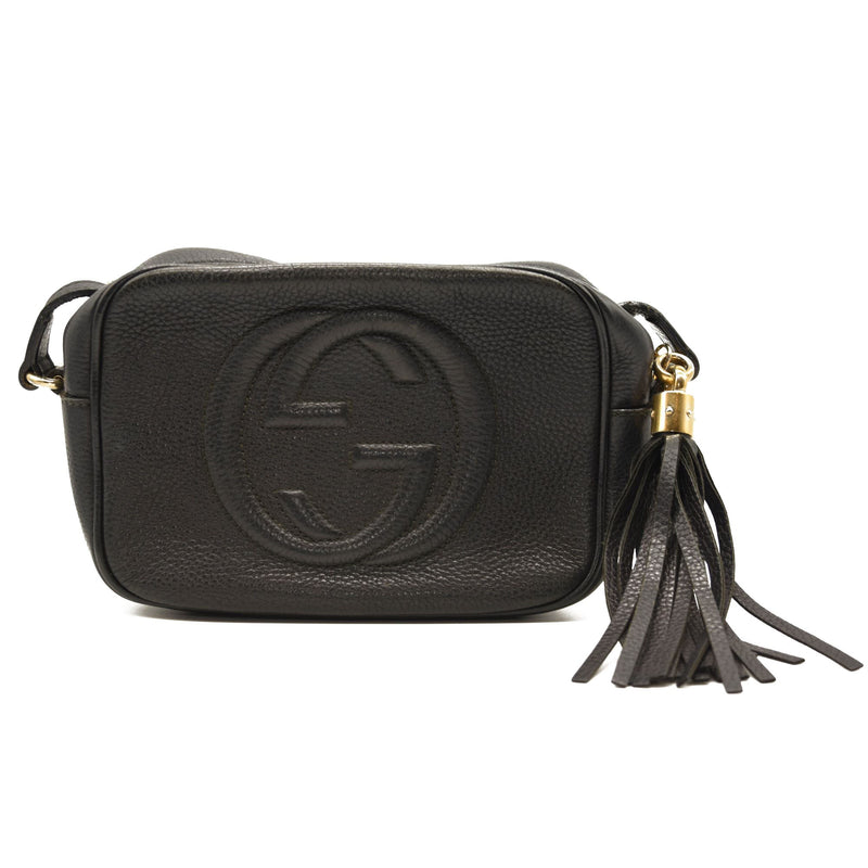 GUCCI Pebbled Calfskin Small Soho Disco Bag Black