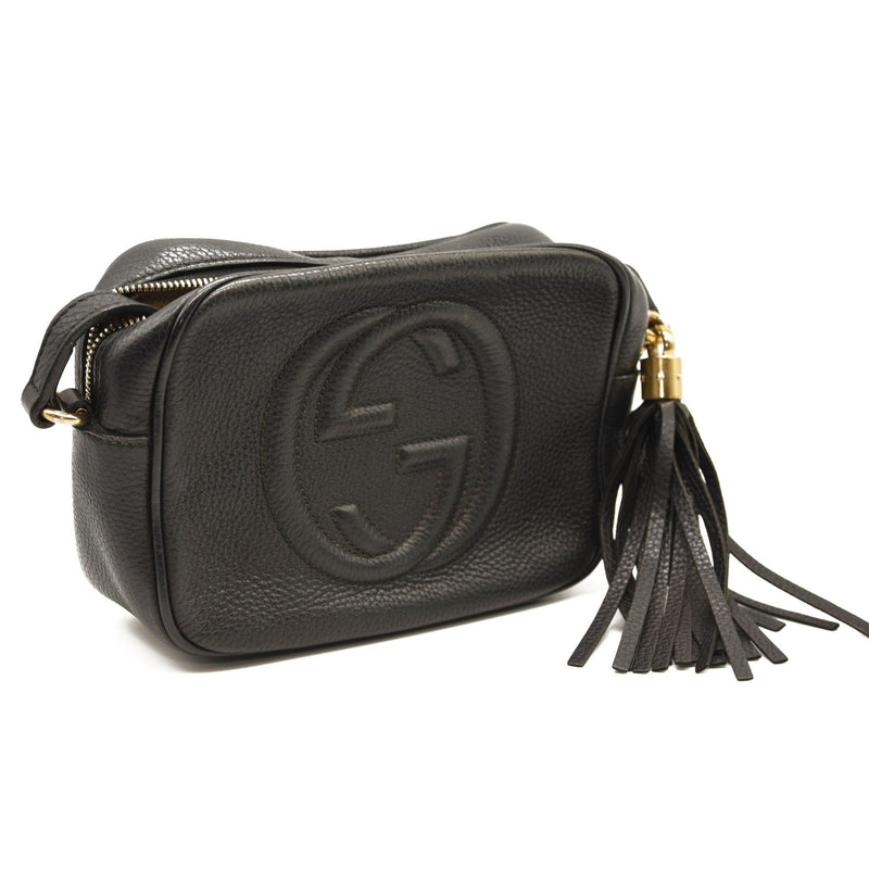 GUCCI Pebbled Calfskin Small Soho Disco Bag Black
