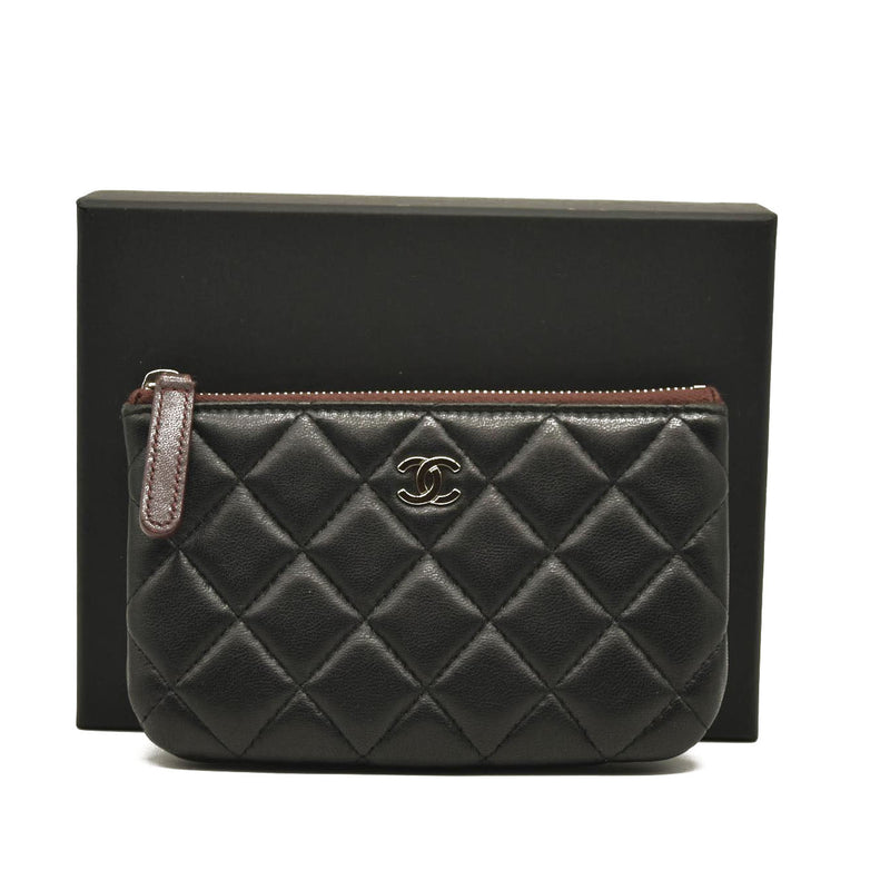 CHANEL Lambskin Quilted Small Cosmetic Case Black