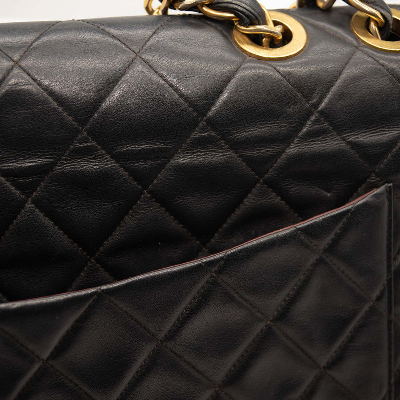 Chanel Lambskin Quilted XL Jumbo Single Flap Black Shoulder Bag