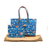 NEW CHRISTIAN LOUBOUTIN Patent Calfskin Small Greekaba Cabata Tote Blue
