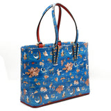 NEW CHRISTIAN LOUBOUTIN Patent Calfskin Small Greekaba Cabata Tote Blue