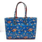 NEW CHRISTIAN LOUBOUTIN Patent Calfskin Small Greekaba Cabata Tote Blue