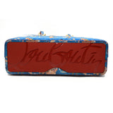 NEW CHRISTIAN LOUBOUTIN Patent Calfskin Small Greekaba Cabata Tote Blue