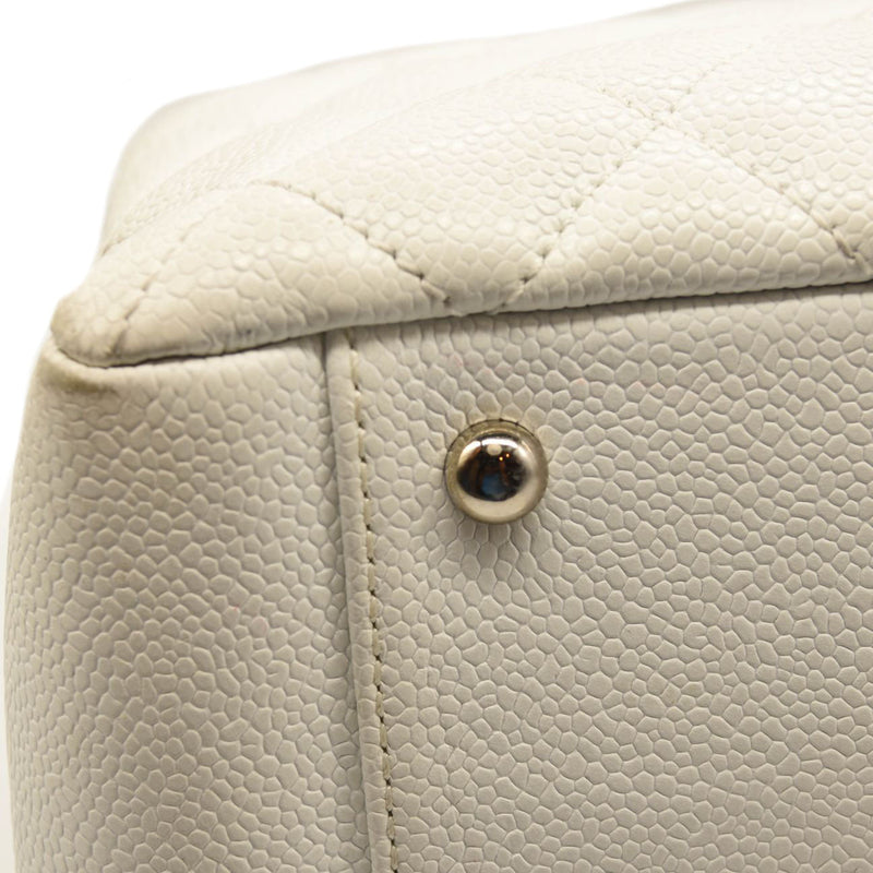 CHANEL Caviar Quilted Grand Shopping Tote GST White