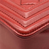 CHANEL Calfskin Double Stitch New Medium Boy Flap Red