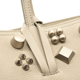 NEW CHRISTIAN LOUBOUTIN Calfskin Spikes Small East West Cabata Tote Light Grey