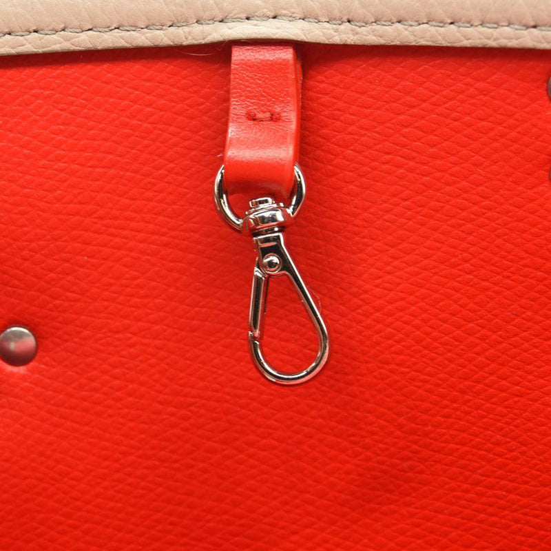 NEW CHRISTIAN LOUBOUTIN Calfskin Spikes Small East West Cabata Tote Light Grey