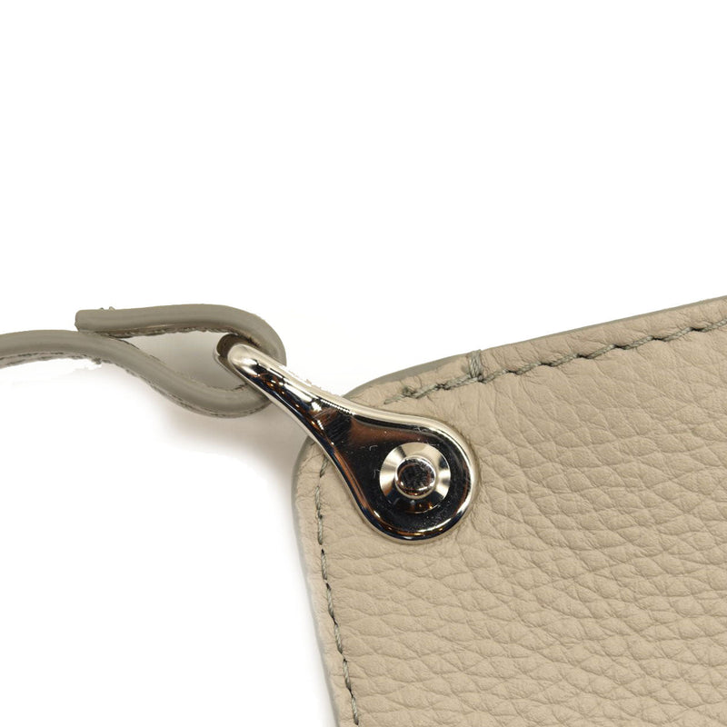 NEW CHRISTIAN LOUBOUTIN Calfskin Spikes Small East West Cabata Tote Light Grey