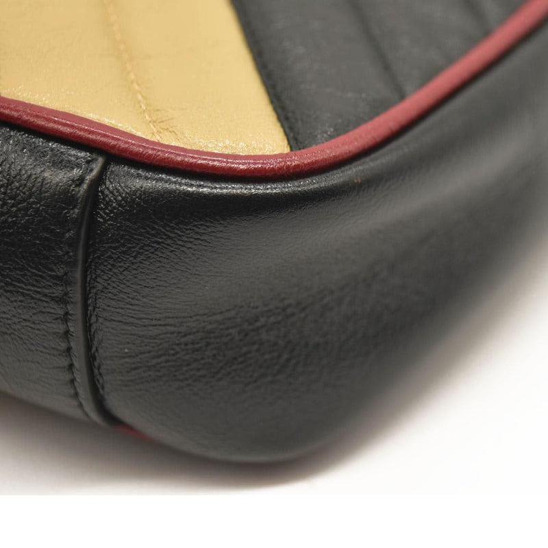 Gucci Azalea Calfskin Matelasse Diagonal Patchwork Mini Torchon GG Marmont Shoulder Bag Black Beige Romantic Cerise