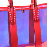 CHRISTIAN LOUBOUTIN PVC Spikes East West Small Cabata Tote Multicolor