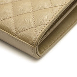 SAINT LAURENT Grain De Poudre Mixed Matelasse Triquilt Monogram Chain Wallet Dark Beige