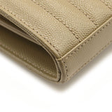 SAINT LAURENT Grain De Poudre Mixed Matelasse Triquilt Monogram Chain Wallet Dark Beige