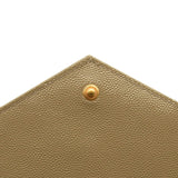 SAINT LAURENT Grain De Poudre Mixed Matelasse Triquilt Monogram Chain Wallet Dark Beige