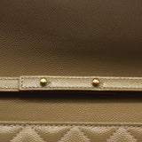 SAINT LAURENT Grain De Poudre Mixed Matelasse Triquilt Monogram Chain Wallet Dark Beige