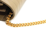 SAINT LAURENT Grain De Poudre Mixed Matelasse Triquilt Monogram Chain Wallet Dark Beige